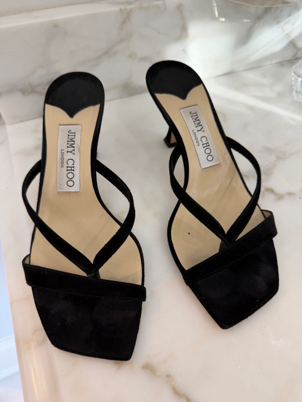 Jimmy Choo Maelie Suede black thong sandals 36.5